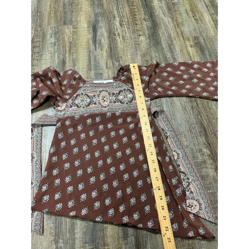 Mary-Kate and Ashley Girls XS 4/5‎ Cinnamon Paisley Sequin Bell Sleeve Tunic Top